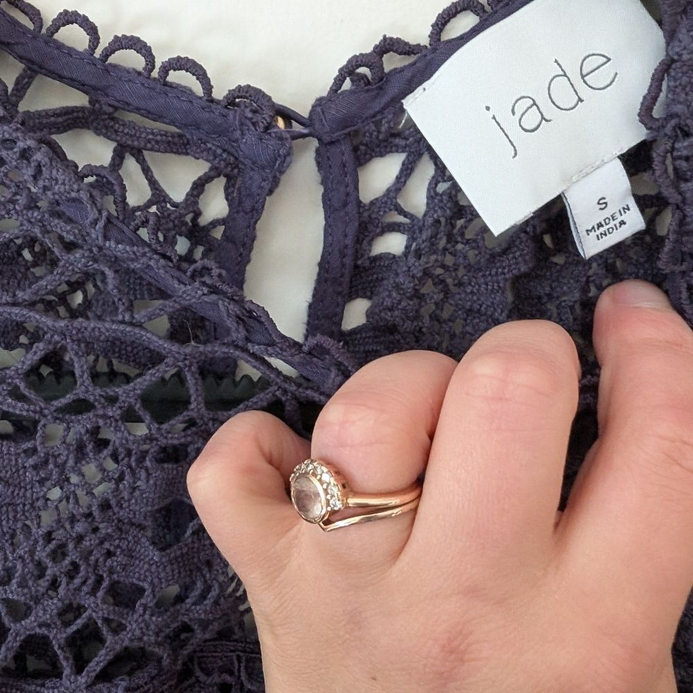 Johnny Was Jade Mitska Linen Blend‎ Lace Bohemian Plum Dress Size Small - Picture 8 of 9